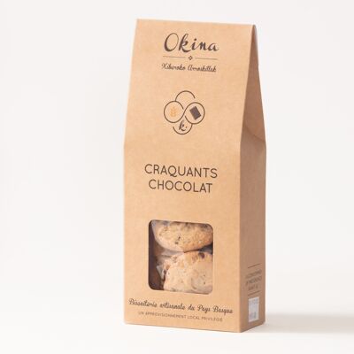 NEW Crunchy biscuits with chocolate chips in a 150g case - handcrafted in the Basque Country