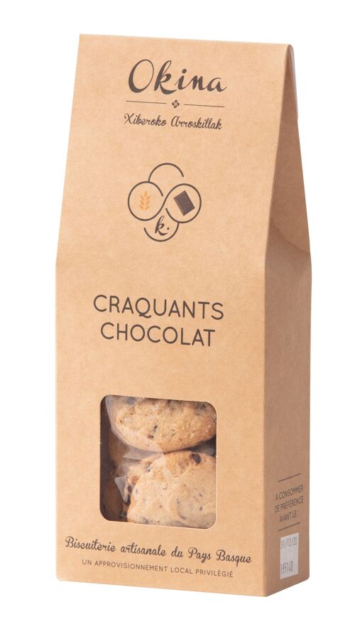 Biscuits Craquants aux pépites de chocolat en étui 150g - fabriqués artisanalement au Pays-Basque