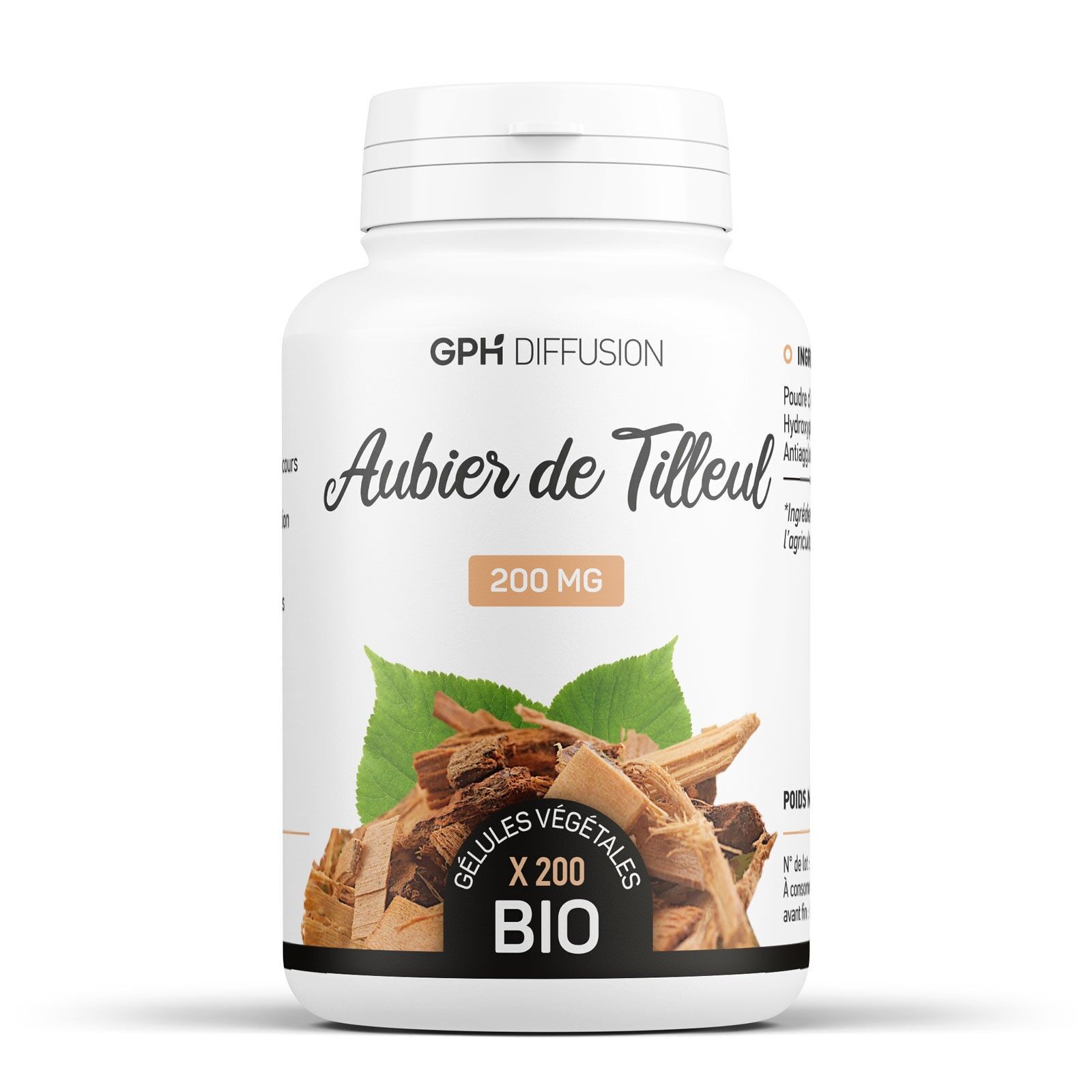 Aubier de Tilleul Biologique - 200 mg - 200 gélules végétales