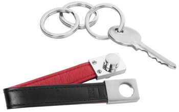 Porte-clés avec « fermoir torsadé » carré | Boucle en cuir | POIVRON ROUGE TWISTER 2