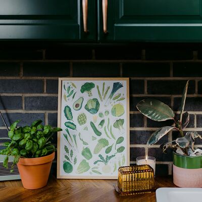 Kunstdruck aus grünem Gemüse
