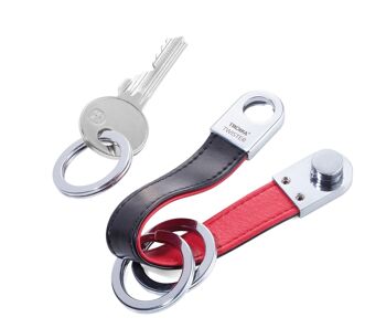 Porte-clés avec "fermoir torsadé" arrondi | Boucle en cuir | POIVRON ROUGE STYLE TWISTER 2