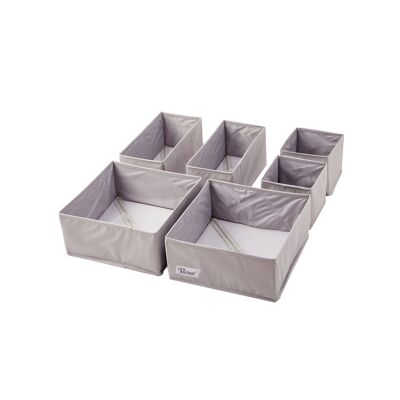 Periea Set di 6 Organizer per cassetti - Felce Premium - Grigio chiaro