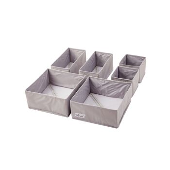 Periea Lot de 6 organisateurs de tiroirs - Fern Premium - Gris clair