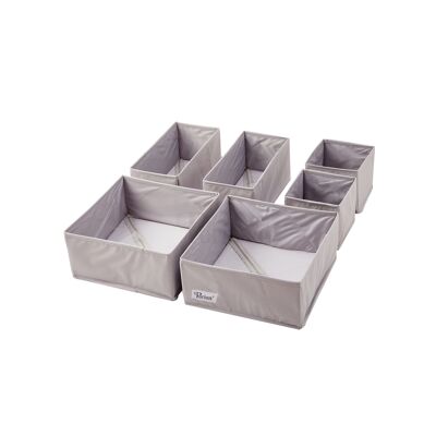 Periea Set of 6 Drawer Organiser - Fern Premium - Light Grey