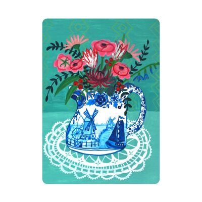 Hippe Hollandse Ansichtkaarten A6 met Delfts Blauwe Molen | Duurzame  Bloemen Kaarten | Kleurige Kunst Wenskaarten voor volwassenen