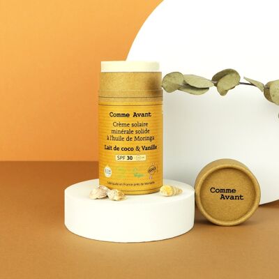 Crème solaire minérale solide SPF30 - Lait de Coco & Vanille  - V2