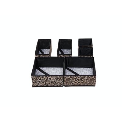 Periea Set of 6 Drawer Organiser - Fern Premium - Gold Leopard