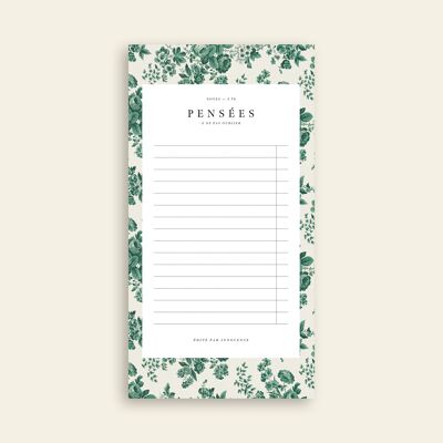 Briefpapier - Grüner Blumen-Notizblock