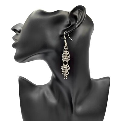 Double Diamond Dangle European Weave Earrings