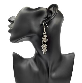 Boucles d'oreilles pendantes à double diamant en tissage européen 1