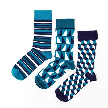 Coffret Cadeau Chaussettes Funky Bleues Unisexe 3