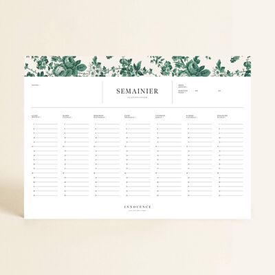 Briefpapier – Wochenplaner mit grüner Blume