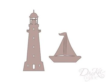 CART-316G PHARE ET SILHOUETTES DE NAVIRE