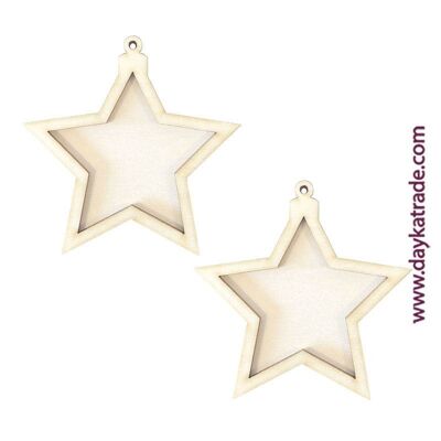 Dayka-1013 SET 2 WOODEN STARS FOR PHOTOS - 9 CM