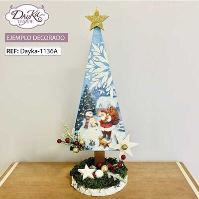 Dayka-1136A TREE WITH TRIPLE BASE AND STARS + PRE-DESIGNED SANTA CLAUS