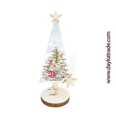 Dayka-1136C TREE WITH TRIPLE BASE AND STARS + PRE-DESIGNED CHILDREN SINGERS