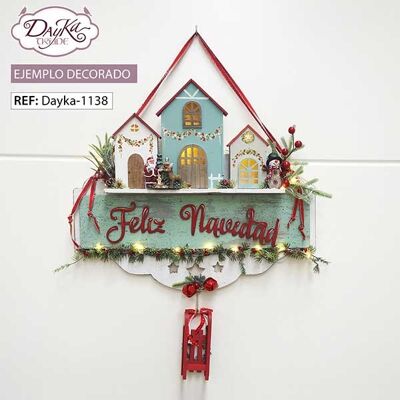 Dayka-1138 MERRY CHRISTMAS POSTER WITH 3 LITTLE HOUSES