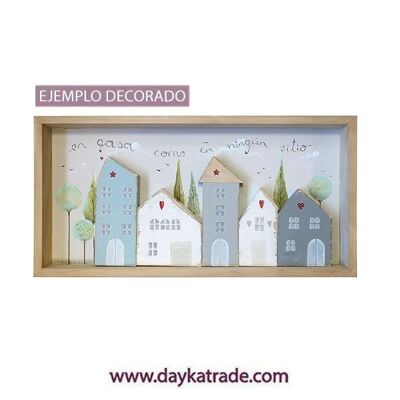 Dayka-1152 SET OF LITTLE HOUSES AND FRAMED CANVAS