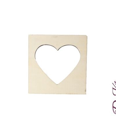 Dayka-142P SQUARE WITH HEART HOLLOW IN WOOD