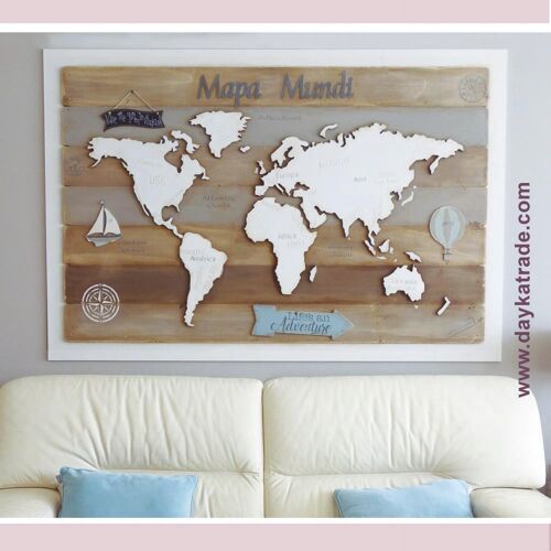 Dayka-320 MAPA MUNDI RELIEVE EN MADERA