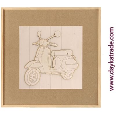 Dayka-352G VESPA MOTORCYCLE WITH WOODEN BOARD AND CANVAS