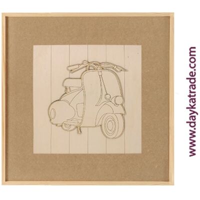 Dayka-353G LAMBRETTA MOTORCYCLE WITH WOODEN PLATE AND CANVAS