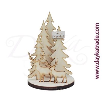 Dayka-386 FIR TREES AND REINDEER SET WITH BASE