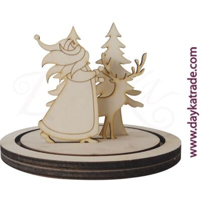 Dayka-413 SANTA CLAUS BEARD WITH FIR TREE AND REINDEER WITH STAND