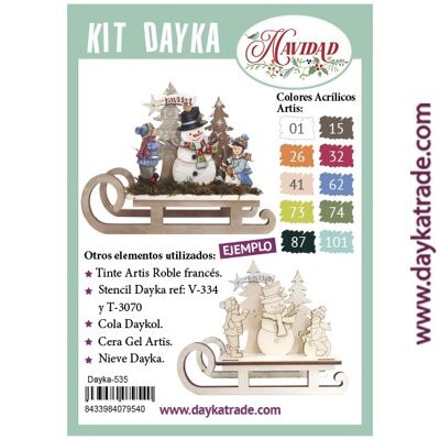 Dayka-535 Children's sleigh with fir trees