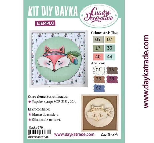 Dayka-679 KIT DIY DAYKA CUADRO INFANTIL ZORRO PLUMA