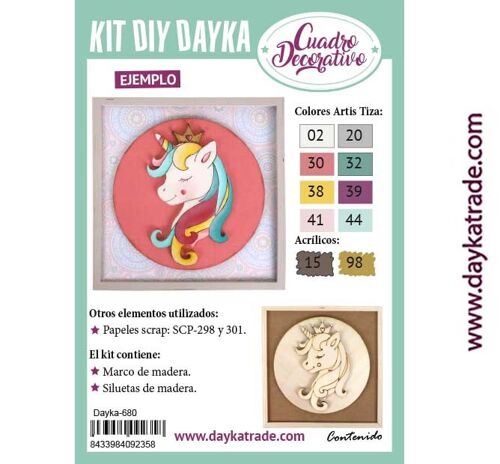 Dayka-680 KIT DIY DAYKA CUADRO INFANTIL UNICORNIO