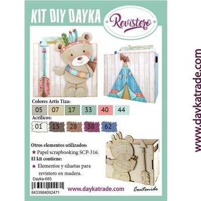 Dayka-685 DAYKA KIT DIY CHILDREN'S MAGAZINE RACK INDIAN BEAR