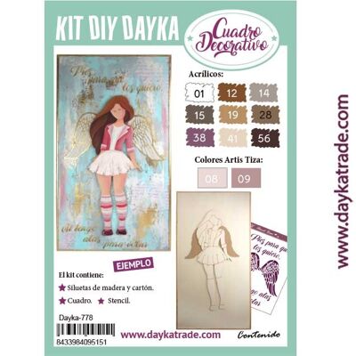 Dayka-778 KIT DIY DAYKA CUADRO CHICA "PIES PARA QUE LOS QUIERO SI TENGO ALAS PARA VOLAR"