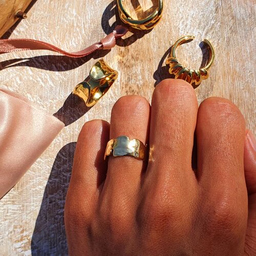 Women's Ring Men's Ring Adjustable Jewelry Gold Plated Gift Venus Paris (B)