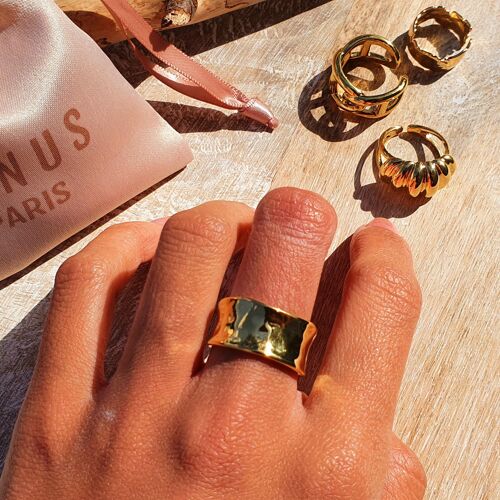 Women's Ring Men's Ring Adjustable Jewelry Gold Plated Gift Venus Paris (D)