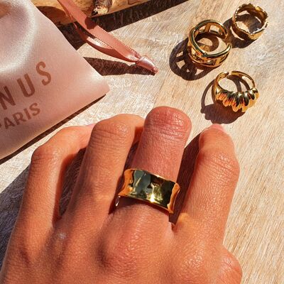 Anello da donna Anello da uomo Gioielli regolabili Placcato in oro Regalo Venus Paris (D)