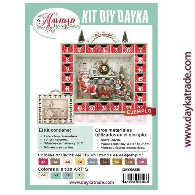 Dayka-836 DAYKA DIY KIT ADVENT CALENDAR WITH SANTA CLAUS AND FIREPLACE