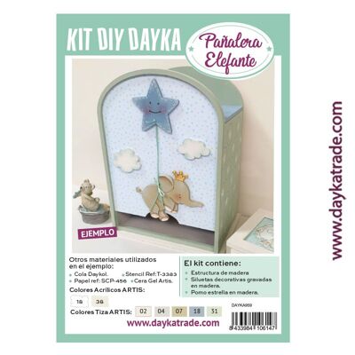Dayka-959 - Wickeltasche aus Holz mit Elefanten