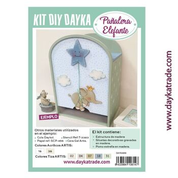 Dayka-959 - SAC À COUCHES EN BOIS AVEC ÉLÉPHANT 1