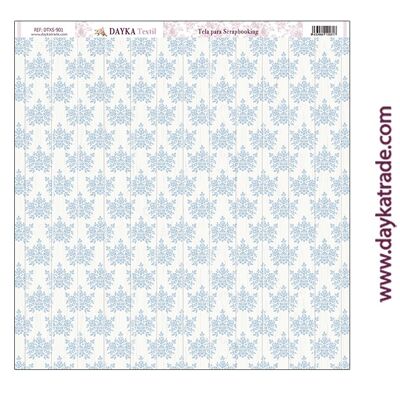 DTXS-901 - Tessuto per scrapbooking - Lavagne bianche e fiori blu