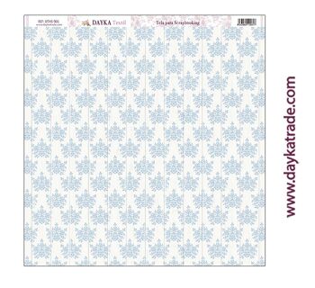 DTXS-901 - Tissu scrapbooking - Tableaux blancs et fleurs bleues