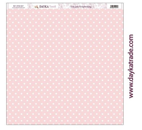 DTXS-927- Tela para Scrapbooking - Fondo rosa con estrellas blancas