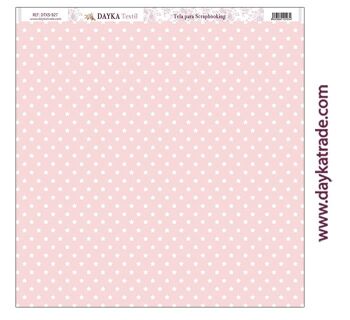 DTXS-927- Tissu Scrapbooking - Fond rose avec des étoiles blanches