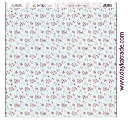 DTXS-942 - Tela para Scrapbooking - Flores rosas y violetas