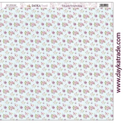 DTXS-942 - Tessuto per scrapbooking - Fiori rosa e viola
