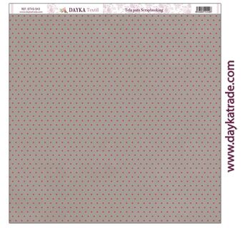 DTXS-943 - Tissu Scrapbooking - Pois bordeaux fond marron