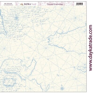 DTXS-945 - Tessuto Scrapbooking - Mappa vintage