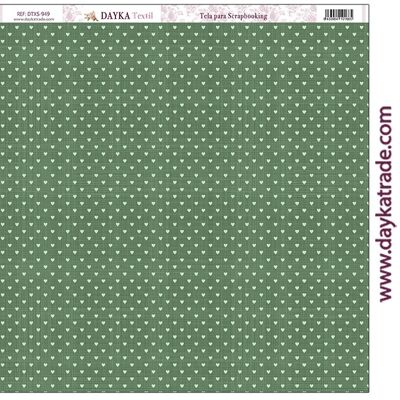 DTXS-949 - Tessuto per scrapbooking - Cuori sfondo verde