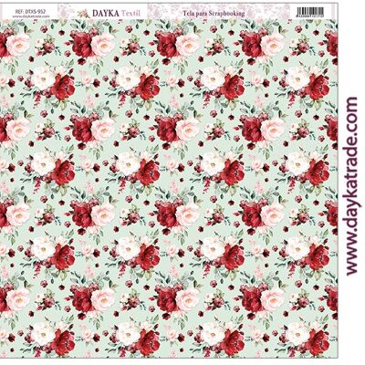 DTXS-952 - Scrapbooking fabric - Red roses green background